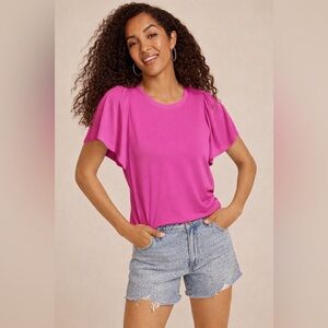 Maurices XXL 24/7 Charlotte Flutter Sleeve Tee NWT